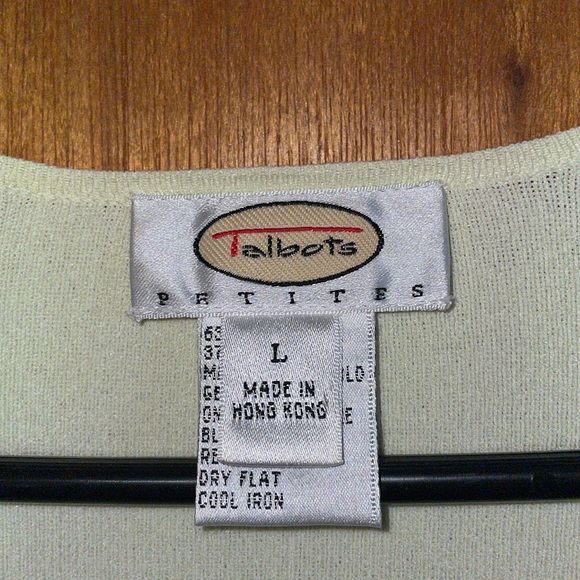 •TALBOTS•LIGHT YELLOW CARDIGAN BUTTON UP SWEATER SIZE PETITE LARGE - Picture 4 of 7